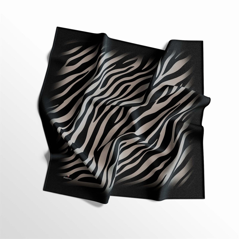 Polowell Twill Eşarp - Zebra Desenli - Siyah Taş