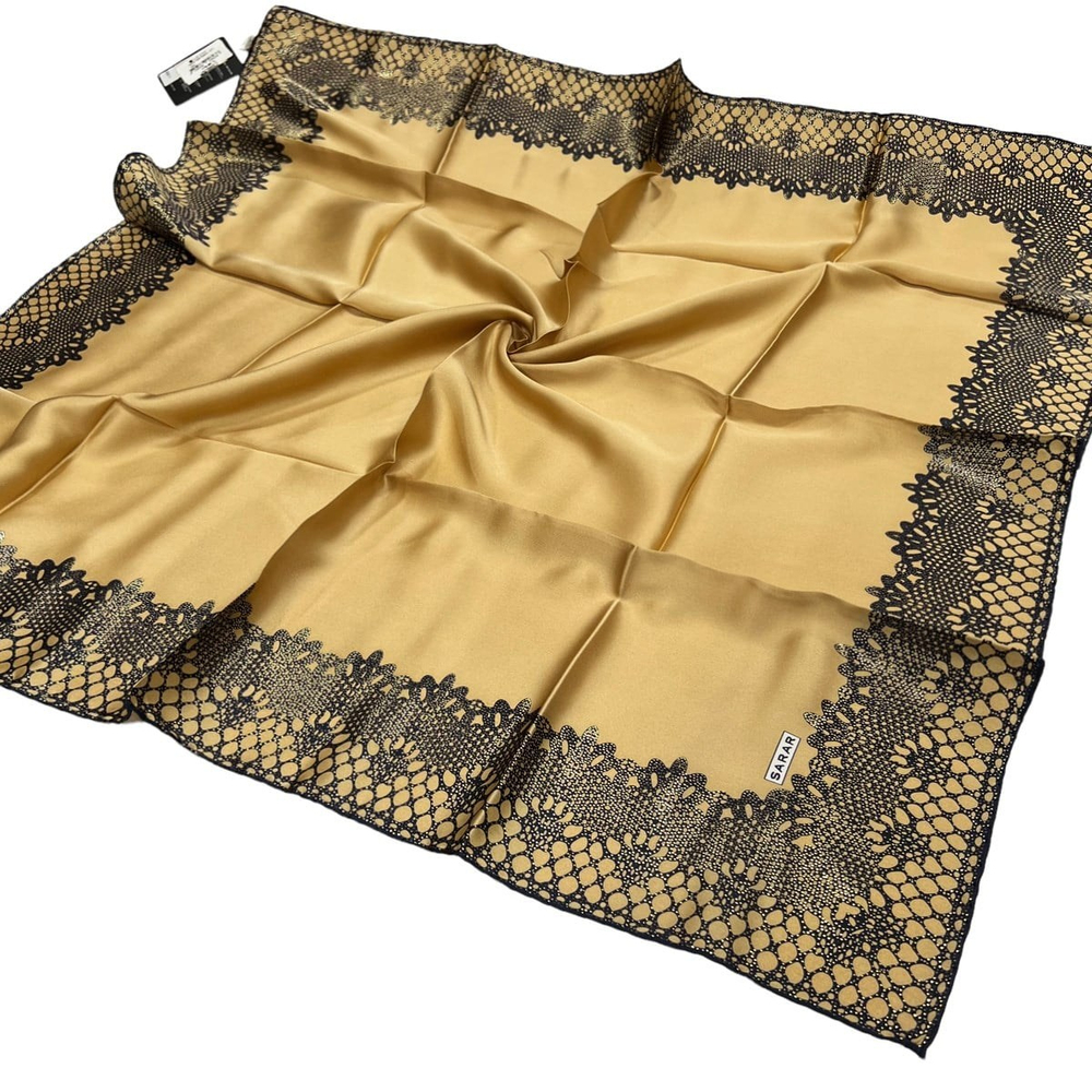 Sarar Varaklı İpek Eşarp - 2432 - Gold Lacivert