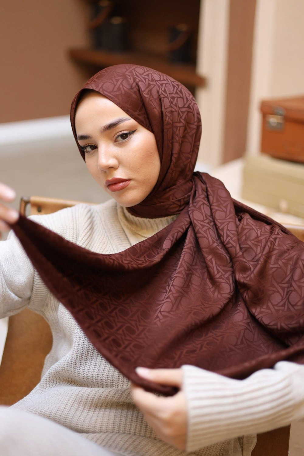 Silk Home Deluxe Şal - 40003  Çikolata