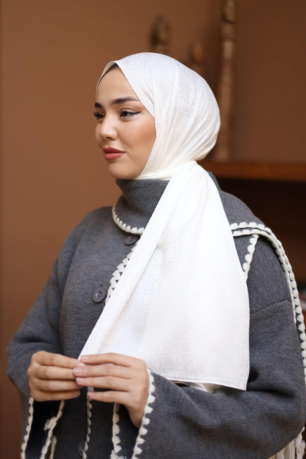 Silk Home Deluxe Şal - 40003  İnci Beyaz