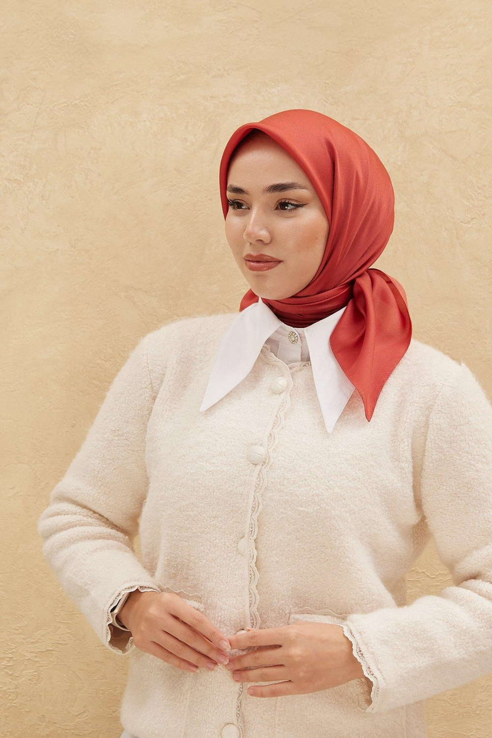 Silk Home Düz Shiny Eşarp - Açık Vişne