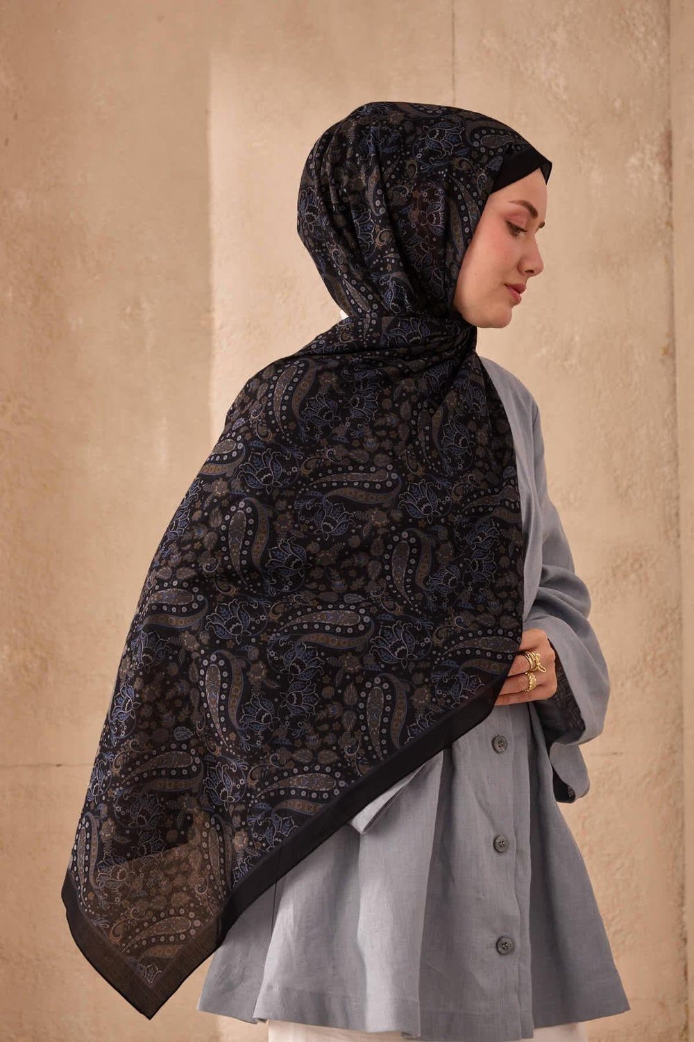 Silk Home Nariya Şal - 90009 - Siyah İndigo