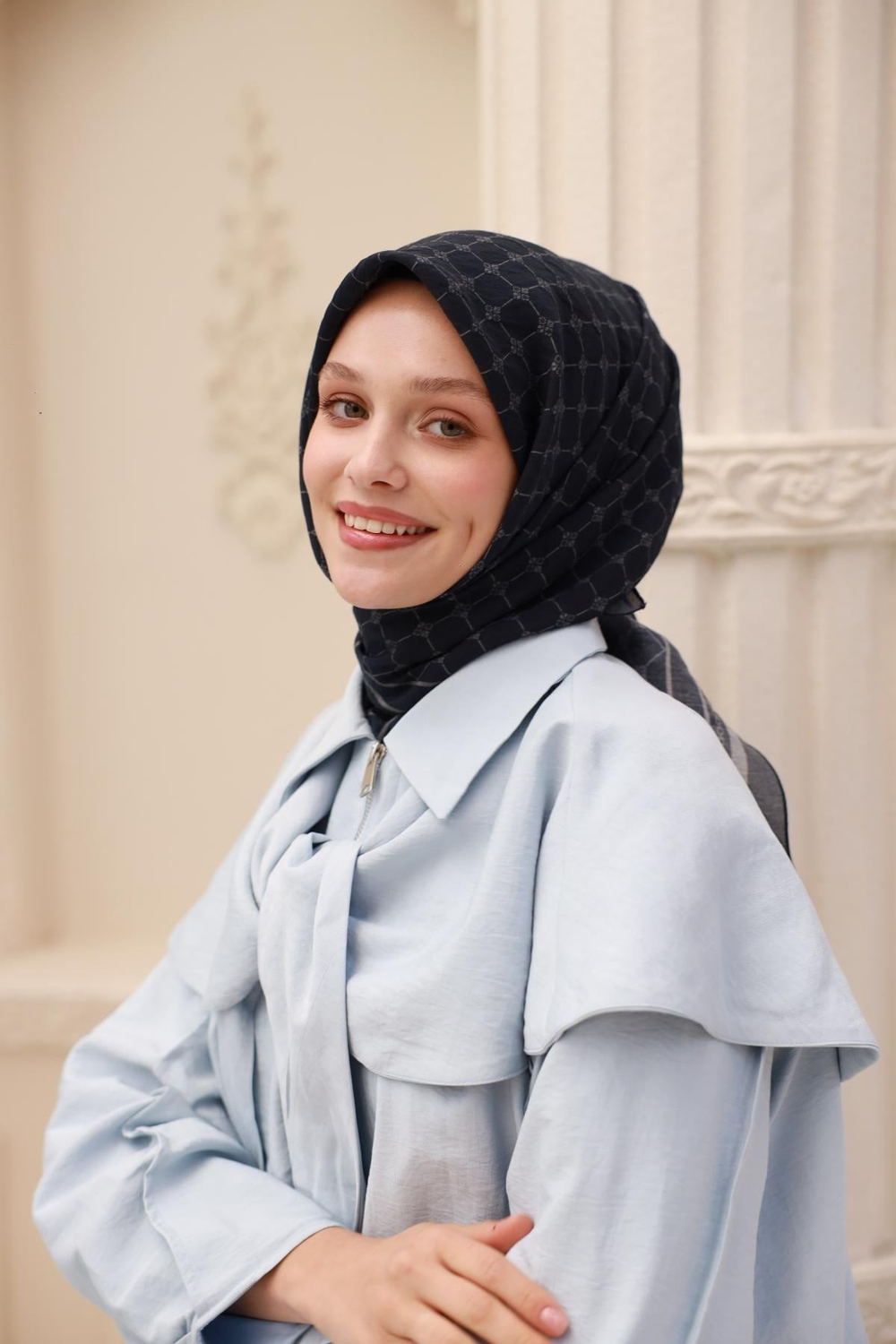 Silk Home Olinda Eşarp - 48004 - Koyu Lacivert Gri