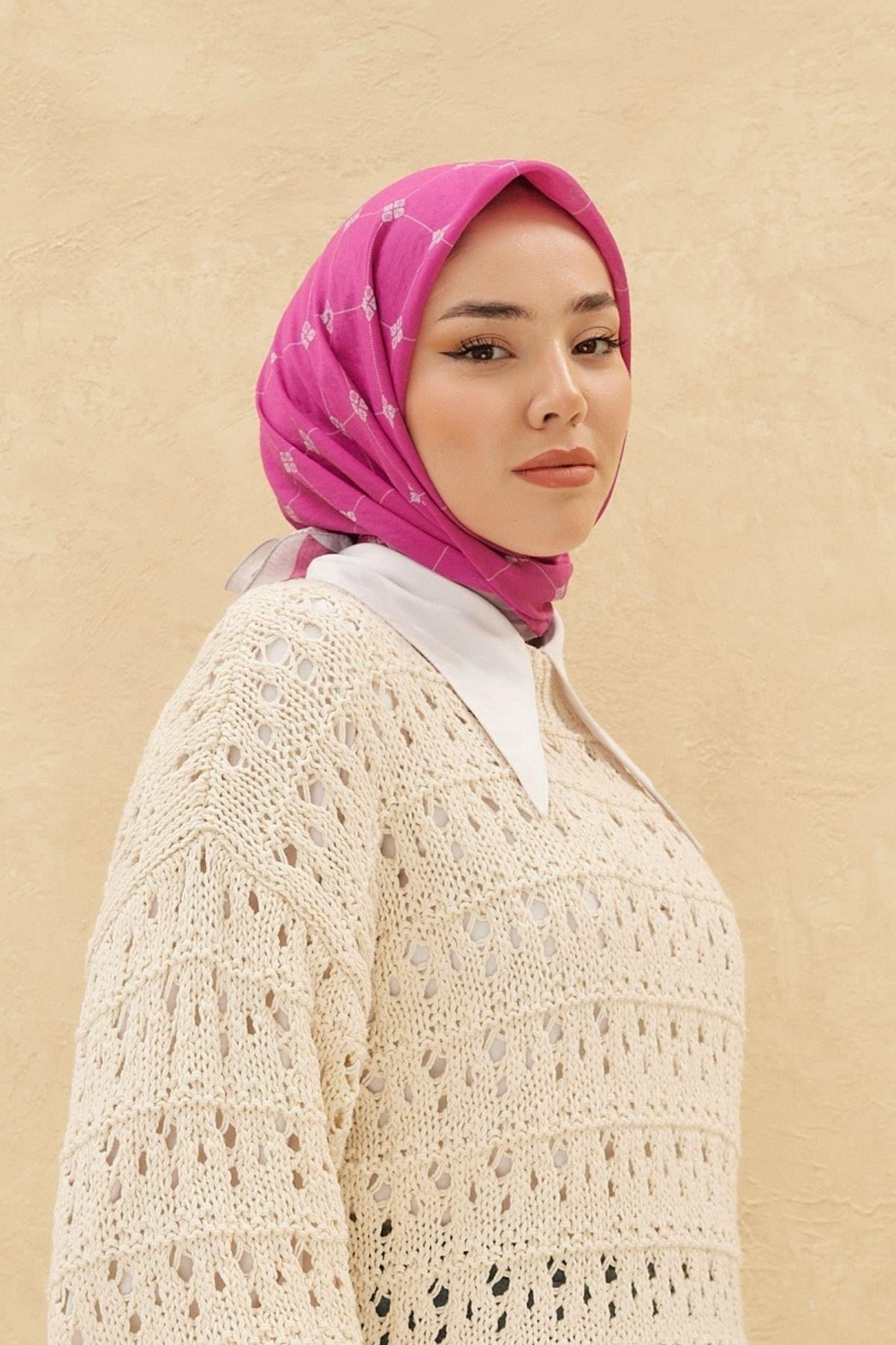 Silk Home Olinda Eşarp - Fuşya Gri