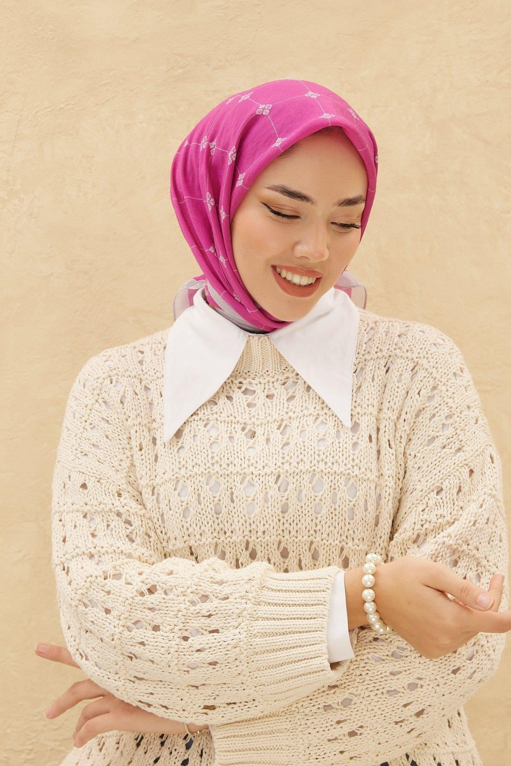 Silk Home Olinda Eşarp - Fuşya Gri