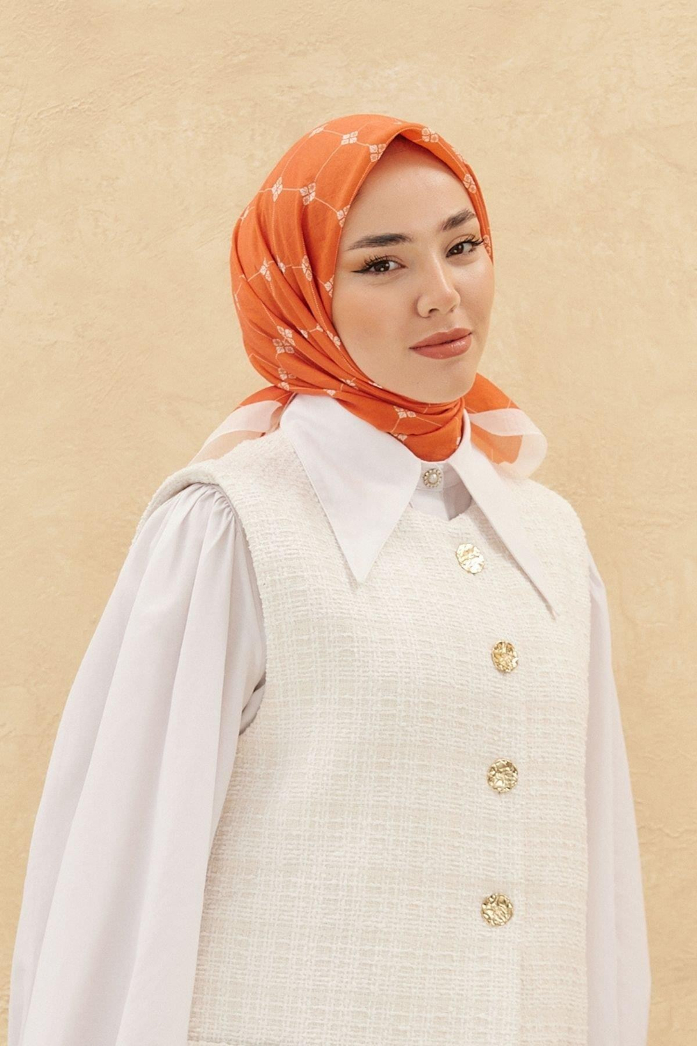 Silk Home Olinda Eşarp - Kiremit Beyaz