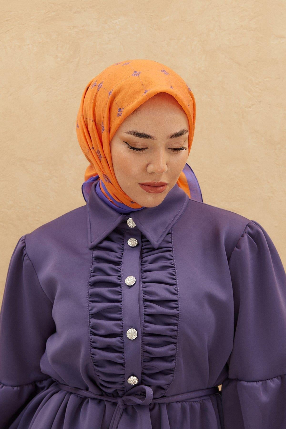 Silk Home Olinda Eşarp - Turuncu Mor