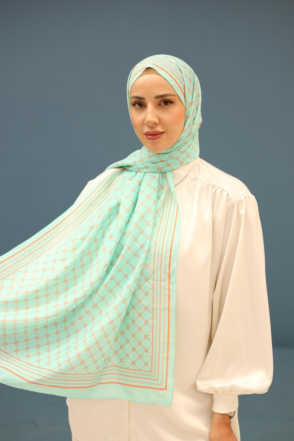 Silk Home Olinda Şal - 49005 - 14 Turkuaz Yeşili Turuncu