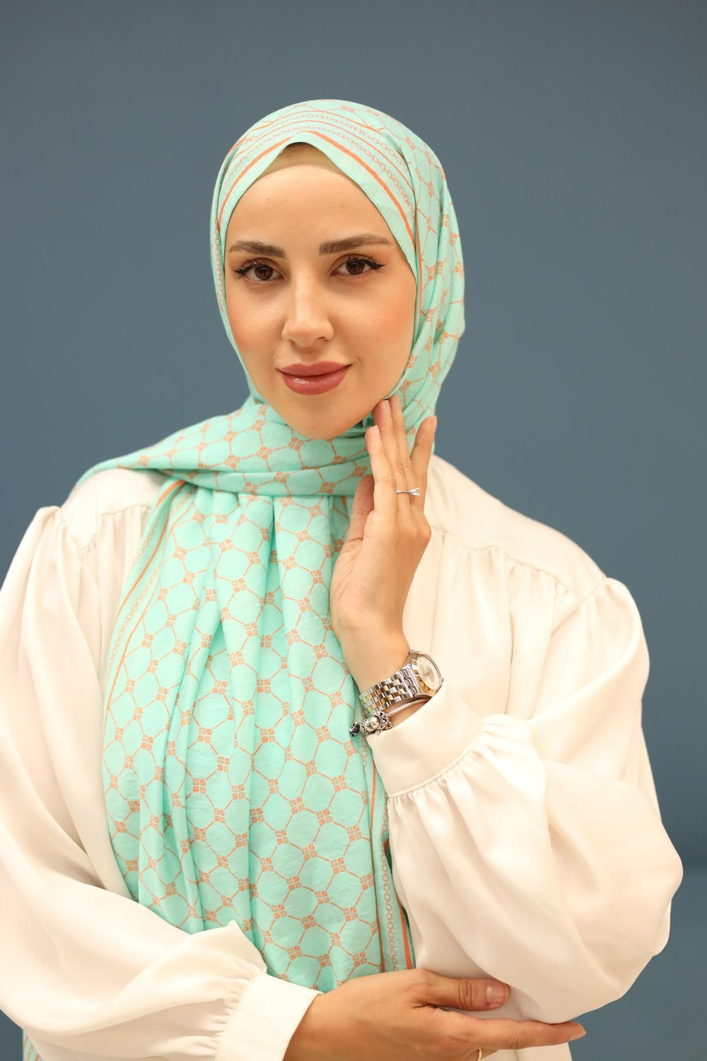 Silk Home Olinda Şal - 49005 - 14 Turkuaz Yeşili Turuncu