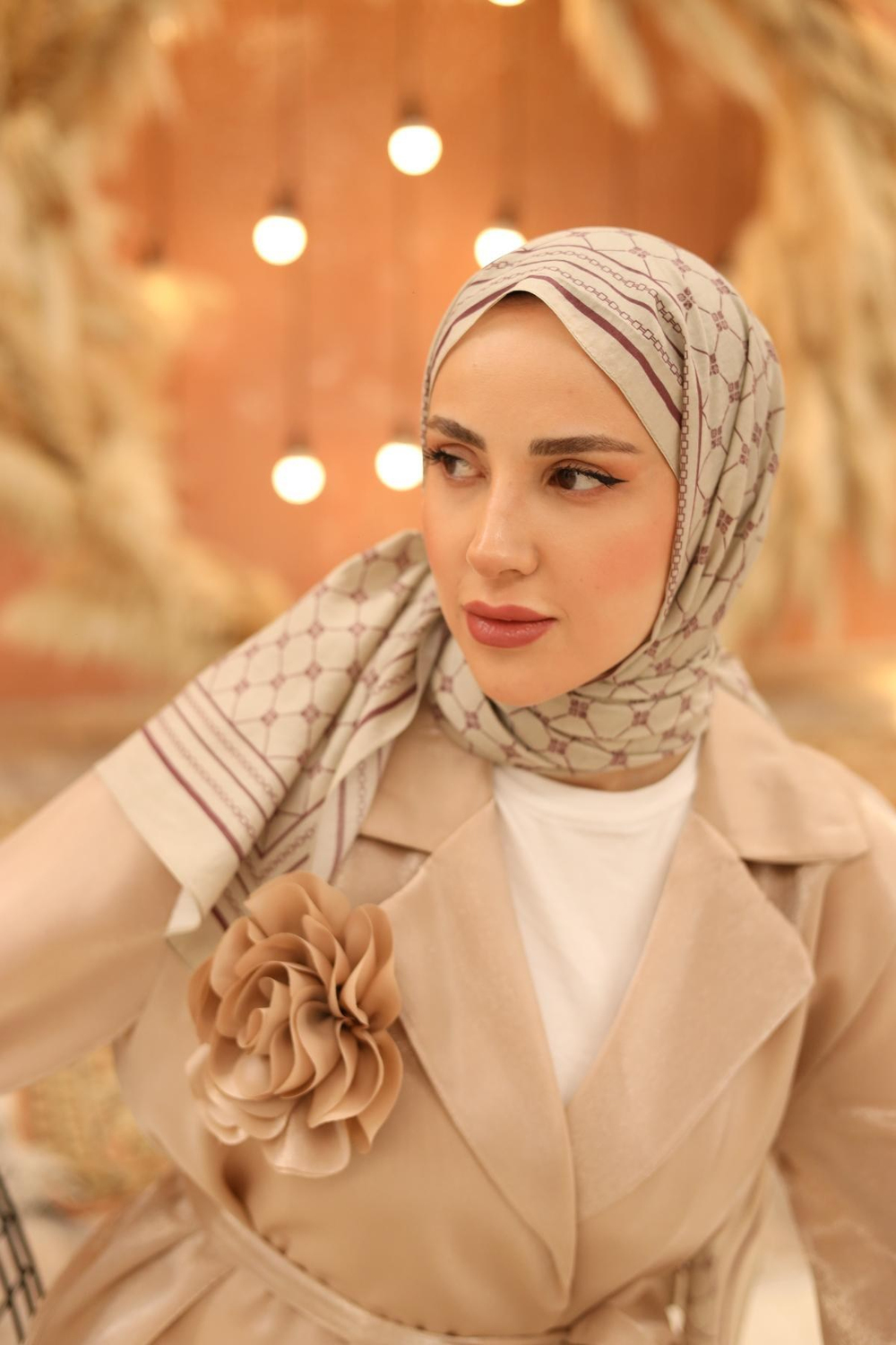 Silk Home Olinda Şal - 49005 - 34 Bej Gül Kurusu