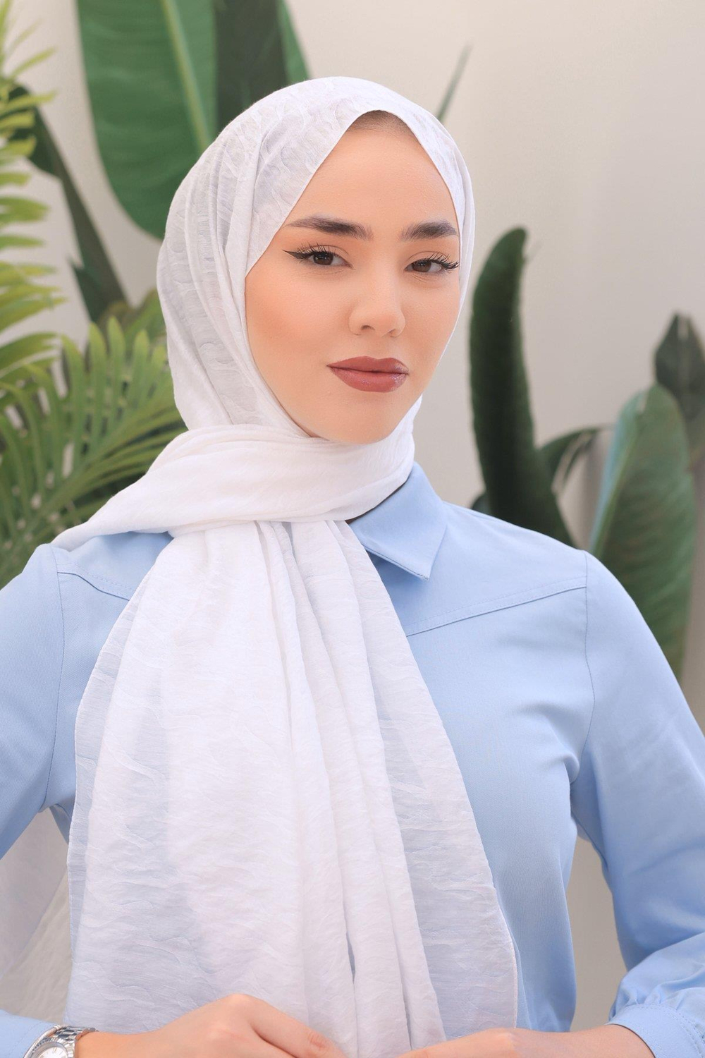 Silk Home Olinda Şal - Dalga Desenli - Beyaz