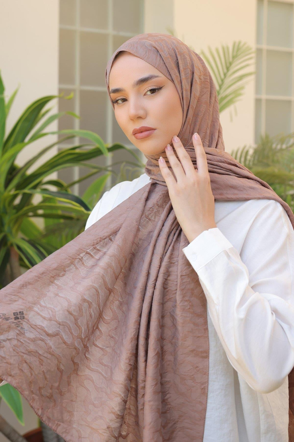 Silk Home Olinda Şal - Dalga Desenli - Cappuccino