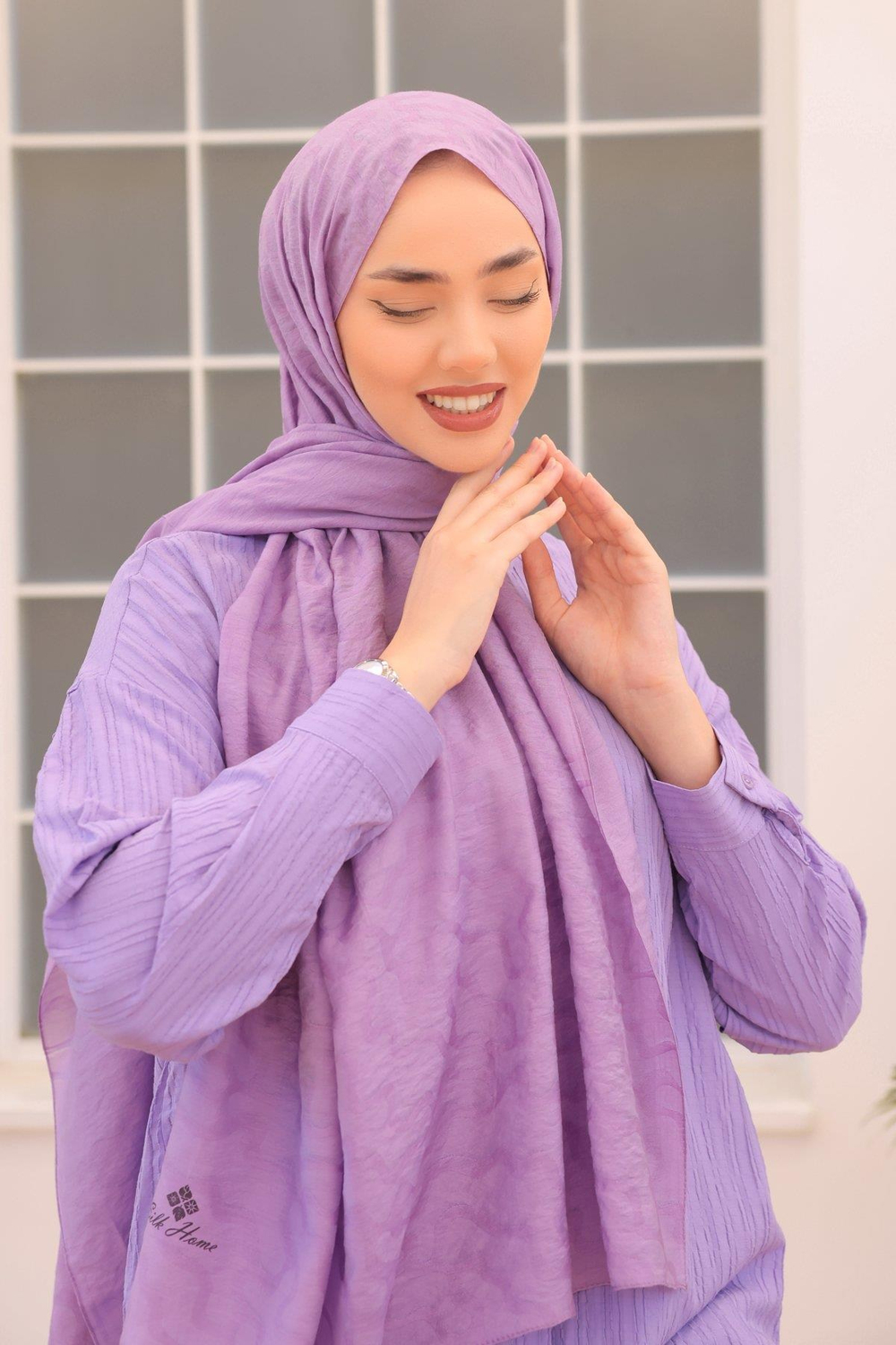 Silk Home Olinda Şal - Dalga Desenli - Lavanta
