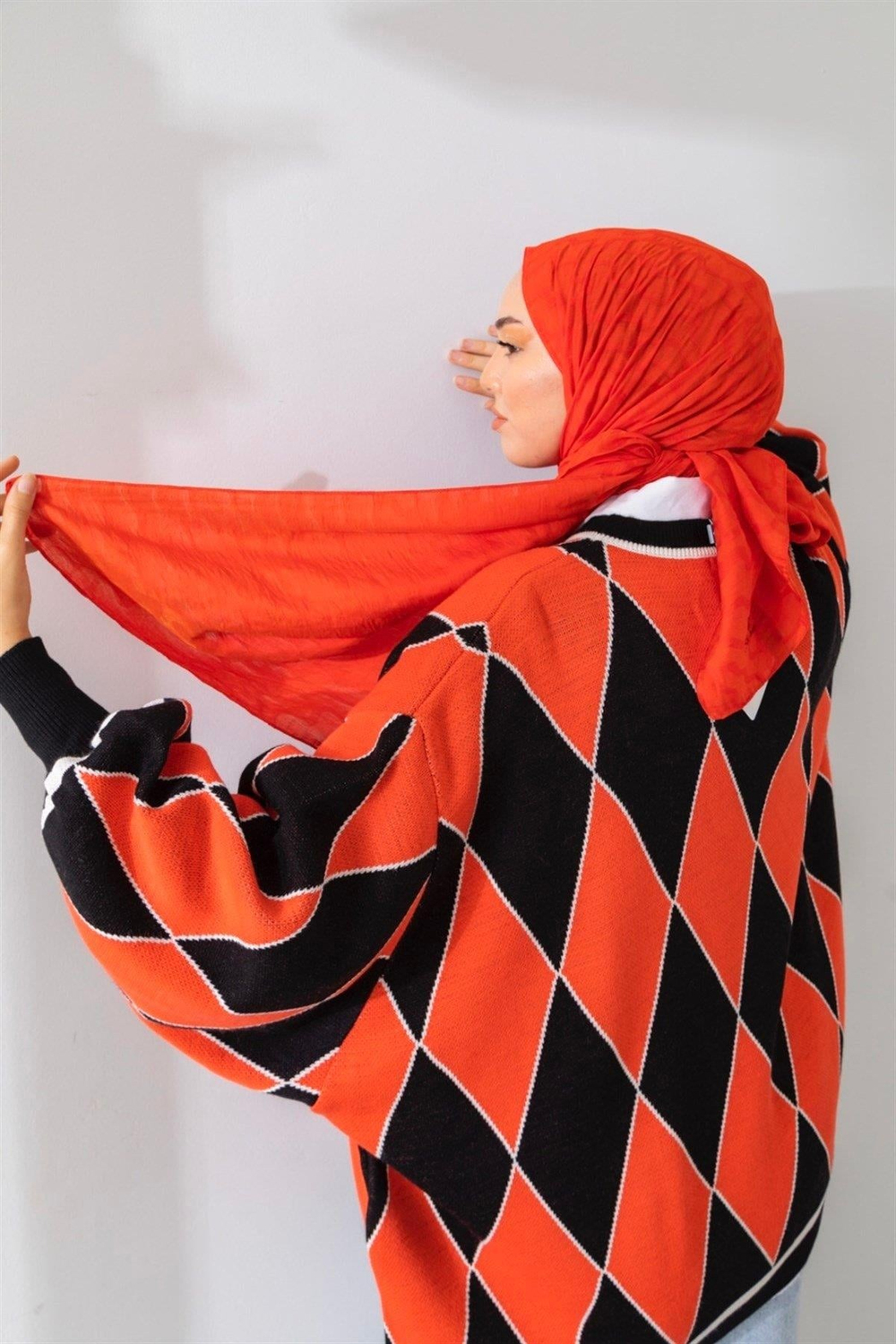 Silk Home Olinda Şal - Dalga Desenli - Mercan