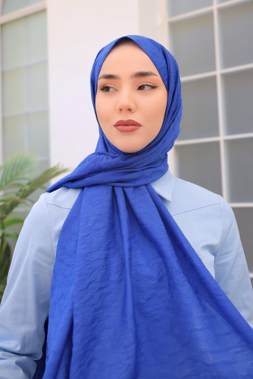 Silk Home Olinda Şal - Dalga Desenli - Saks