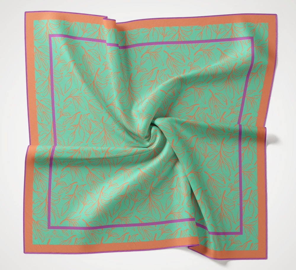 Silk Home Soft Eşarp - 1021 - Su Yeşili Turuncu