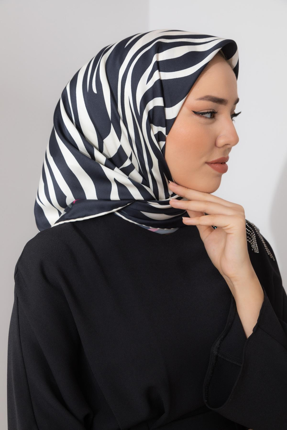 Silk Home Twill Eşarp - Zebra Desen - Fuşya