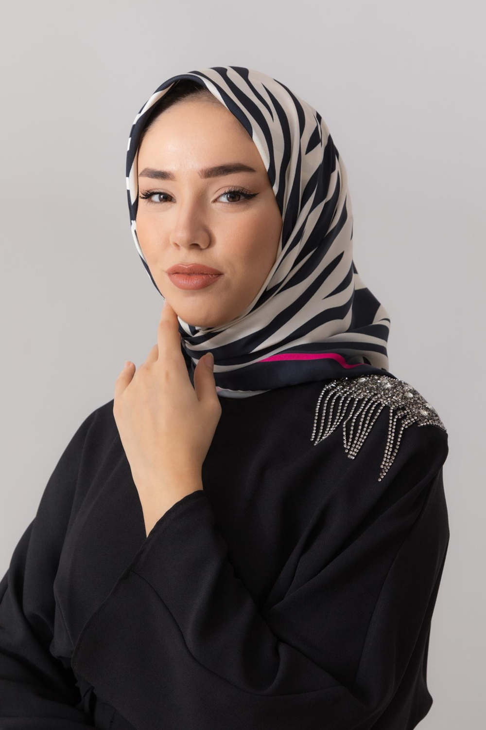 Silk Home Twill Eşarp - Zebra Desen - Fuşya