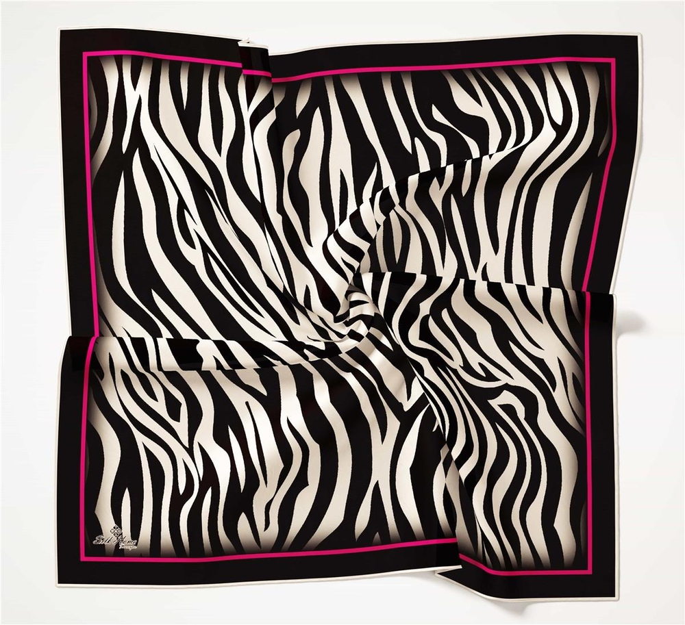 Silk Home Twill Eşarp - Zebra Desen - Fuşya