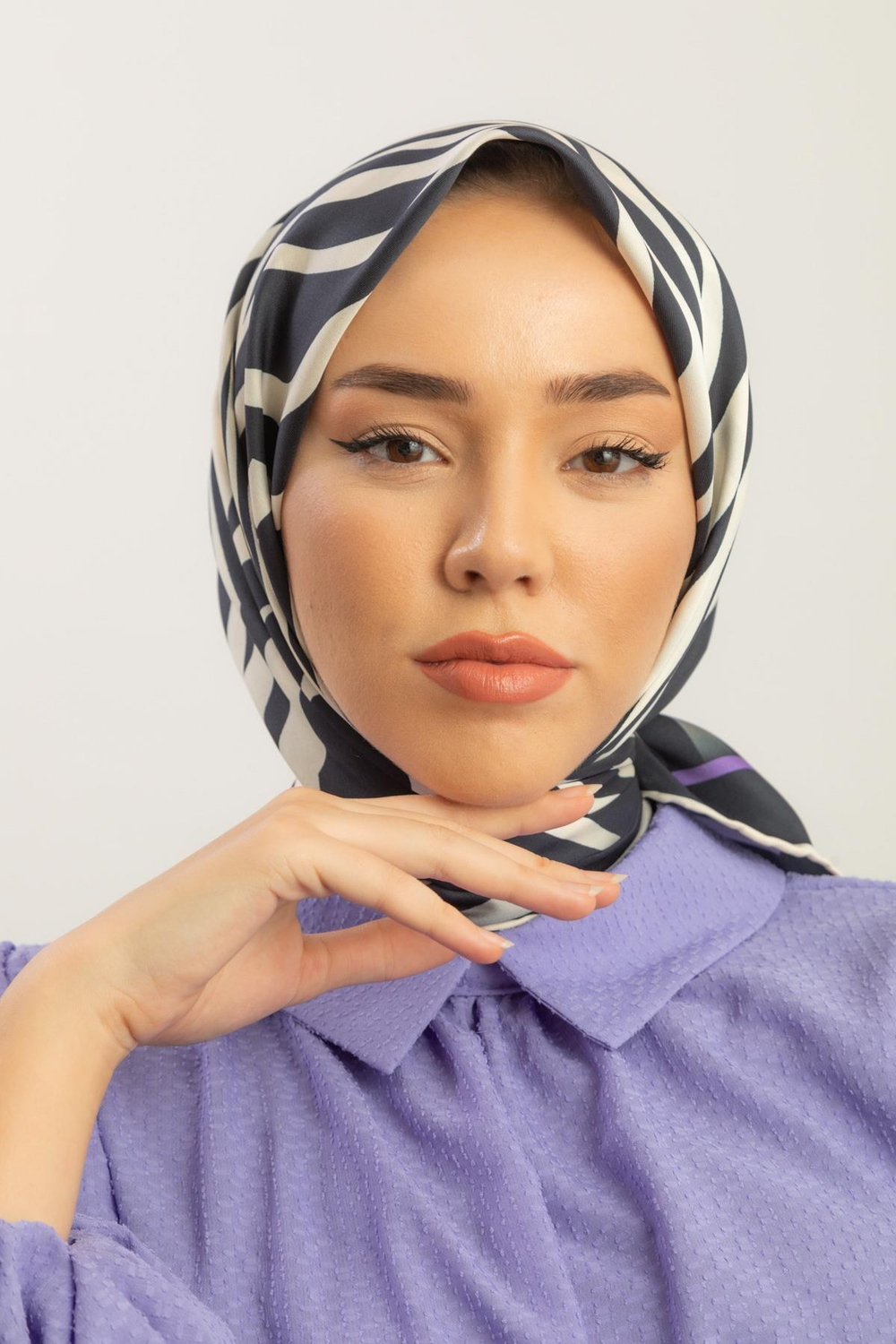 Silk Home Twill Eşarp - Zebra Desen - Mor
