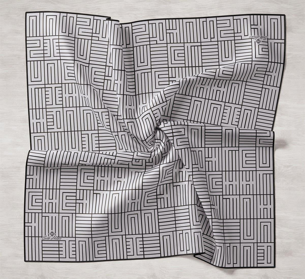 Silk Home Twill İpek Eşarp - 11390-02 Krem Siyah