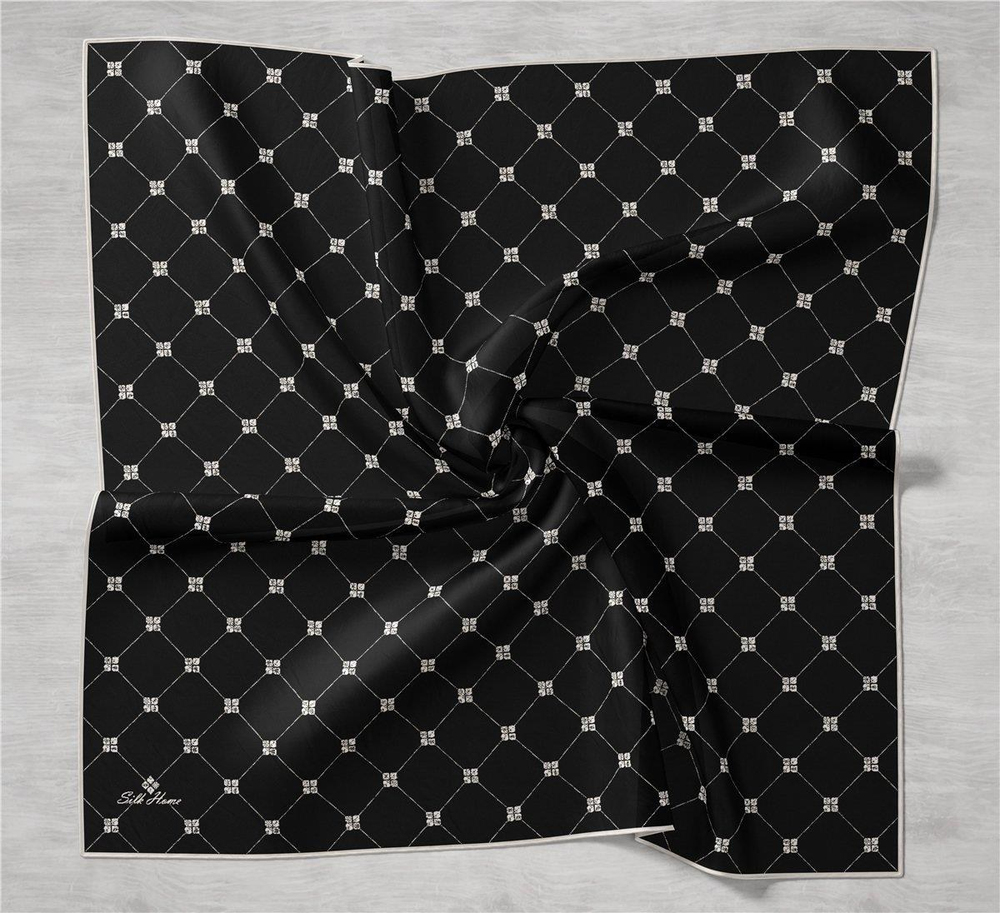 Silk Home Twill İpek Eşarp - 11392-04 Siyah Ekru