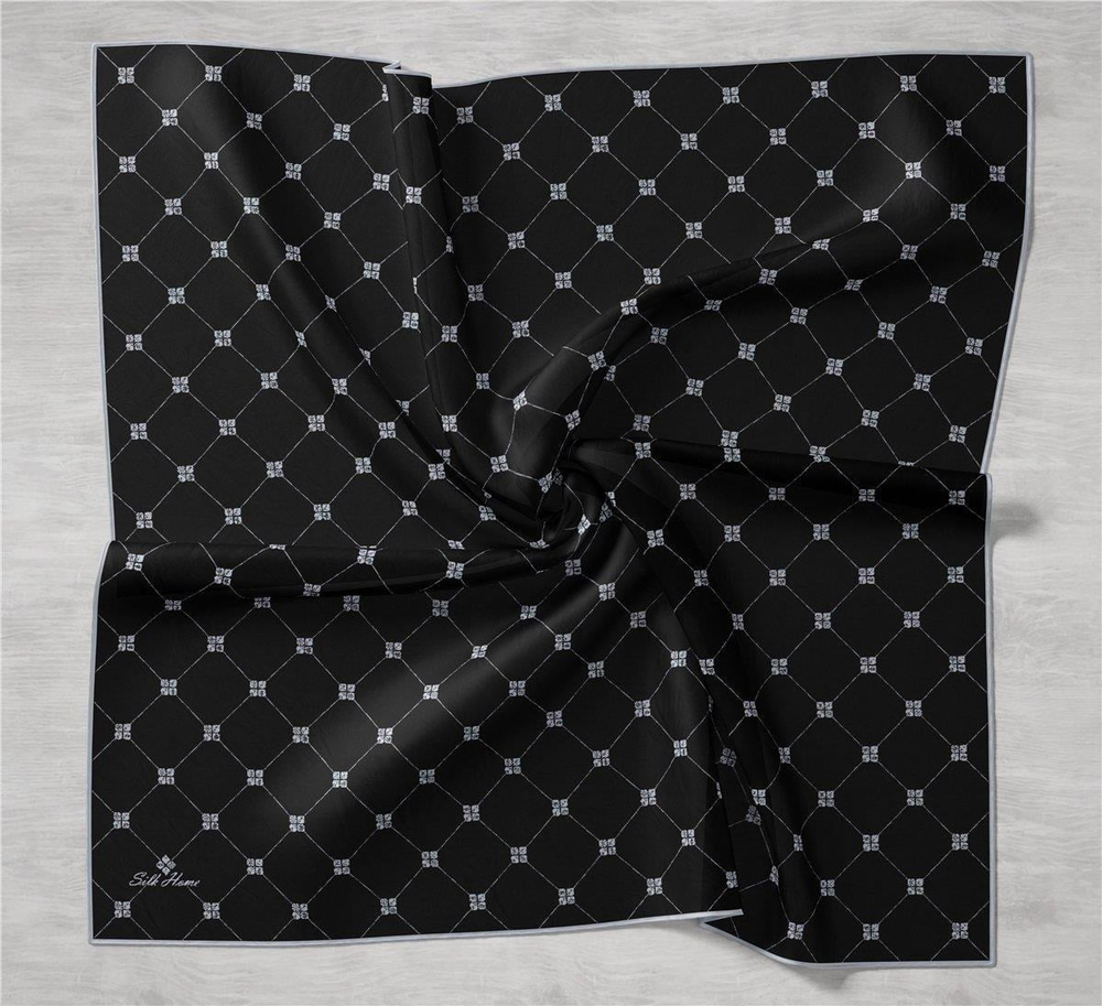 Silk Home Twill İpek Eşarp - 11392-22 Siyah Gümüş