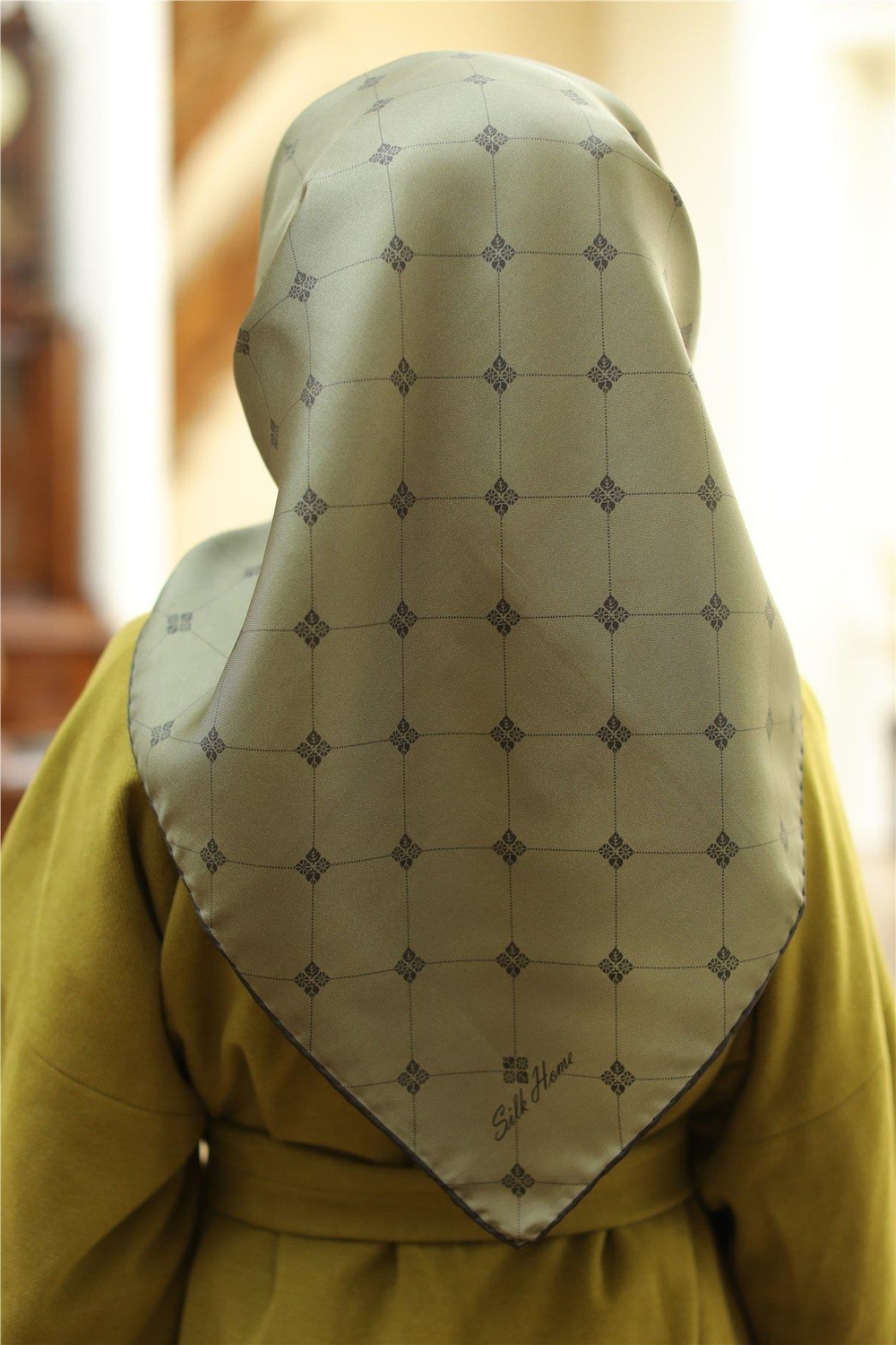 Silk Home Twill İpek Eşarp - 11392-27 Haki Yeşil