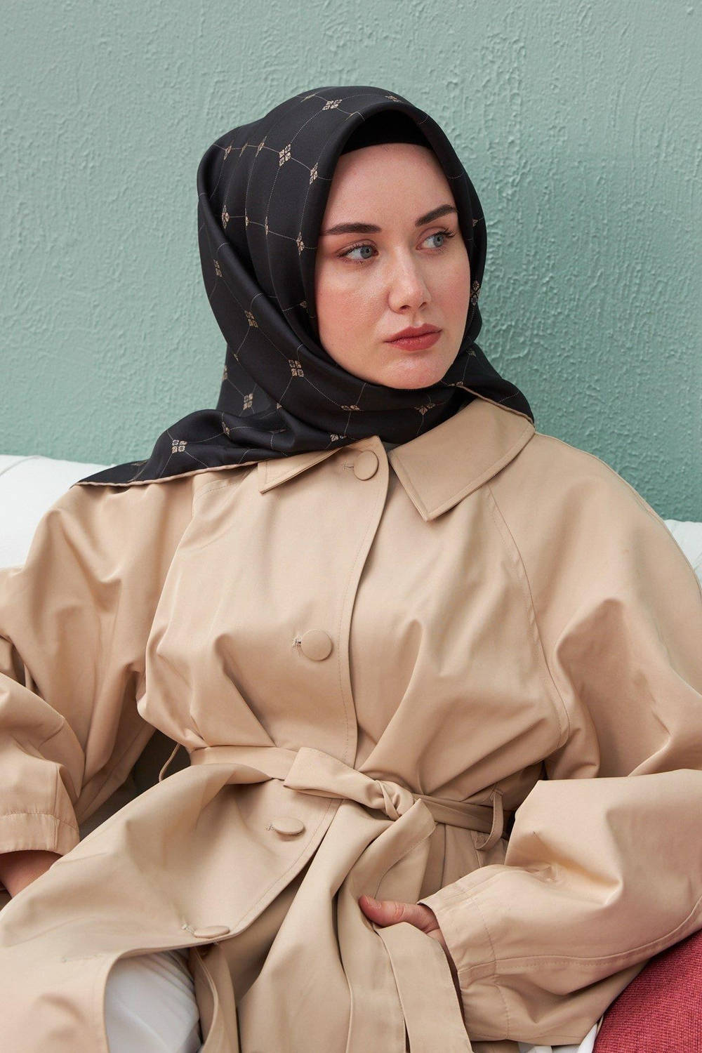 Silk Home Twill İpek Eşarp - 11392-31 Siyah Vizon