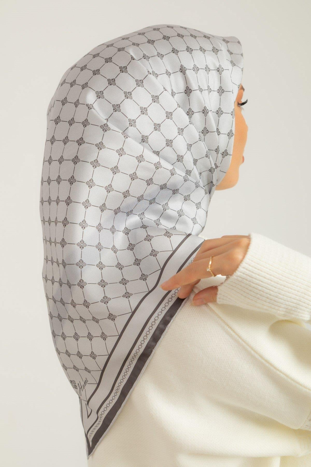 Silk Home Twill İpek Eşarp - 11393-01 Açık Taş