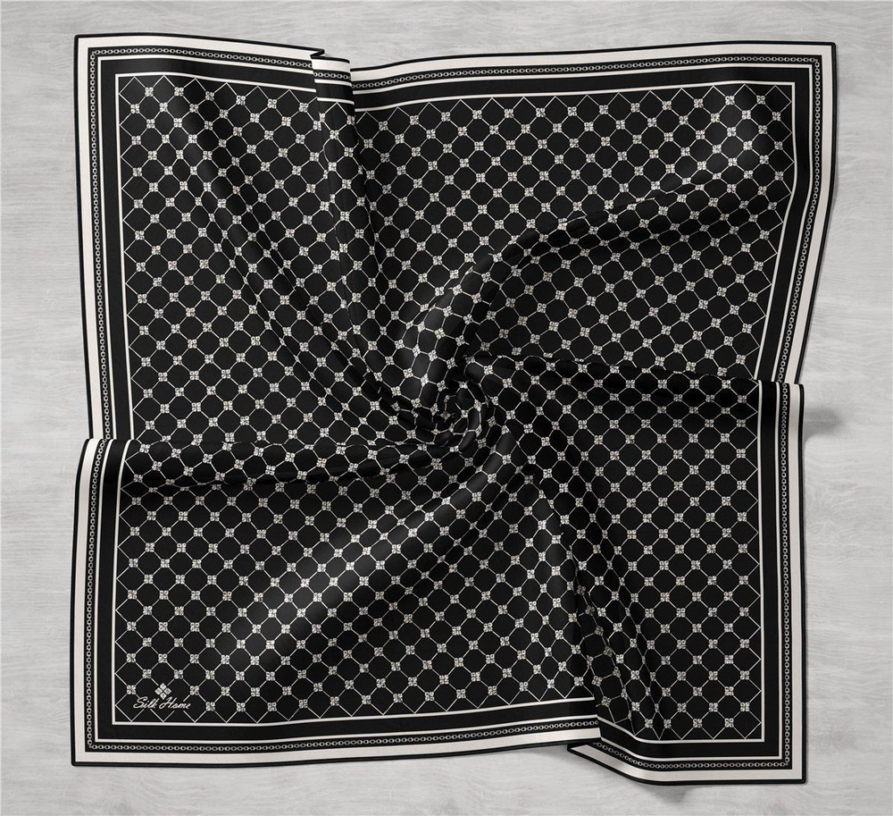 Silk Home Twill İpek Eşarp - 11393-21 Siyah Krem