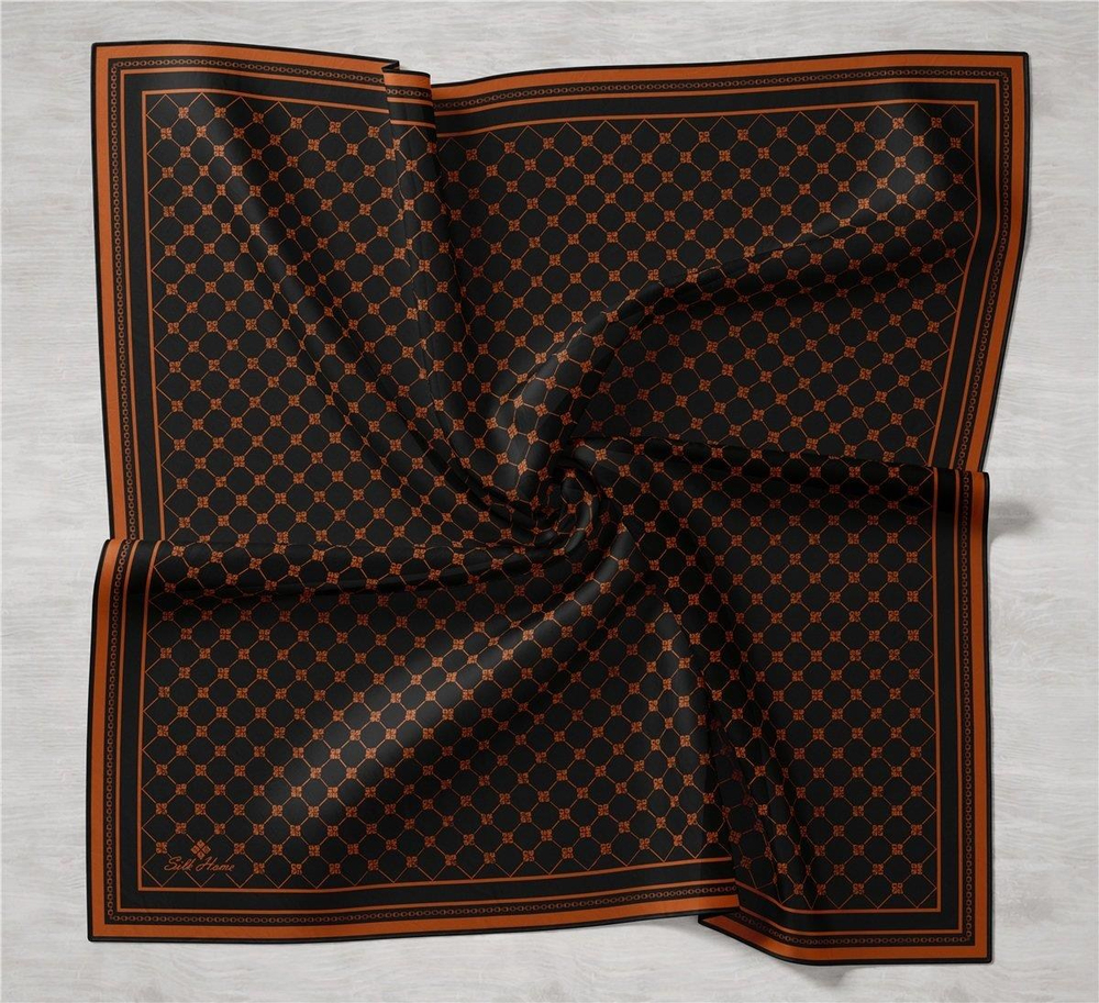 Silk Home Twill İpek Eşarp - 11393-28 Siyah Bakır