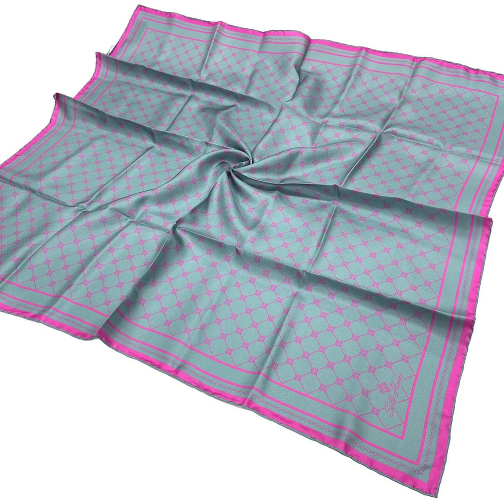 Silk Home Twill İpek Eşarp - 11393 Çelik Mavi Fuşya