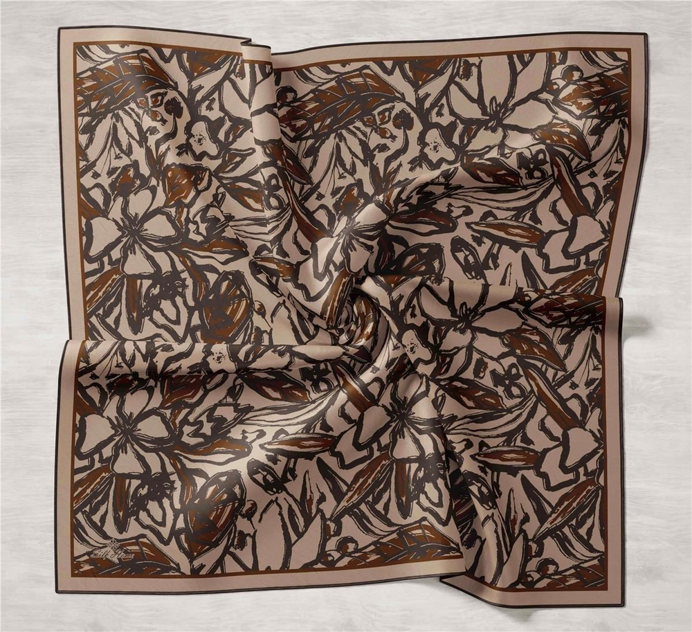 Silk Home Twill İpek Eşarp - 11419-17 Siyah Acı Kahve