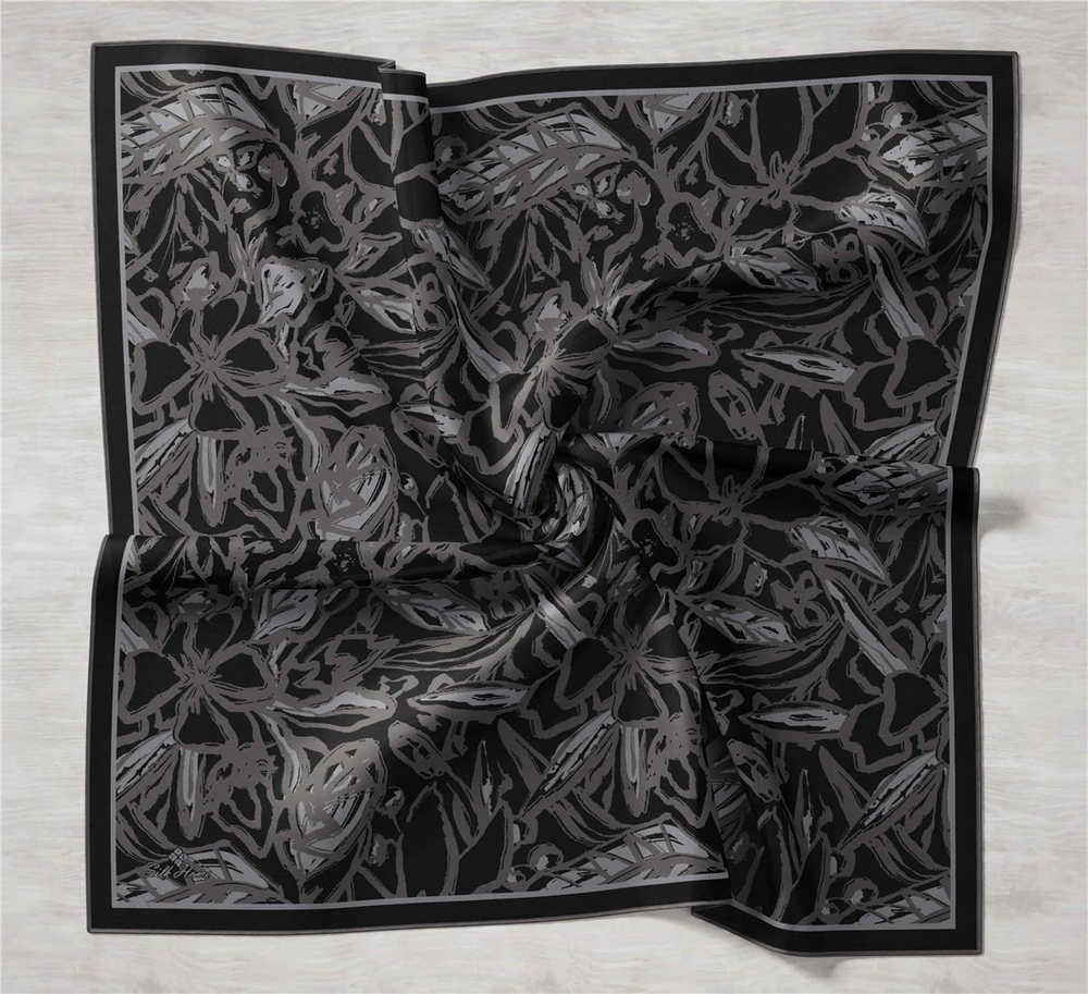 Silk Home Twill İpek Eşarp - 11419-39 Siyah Füme