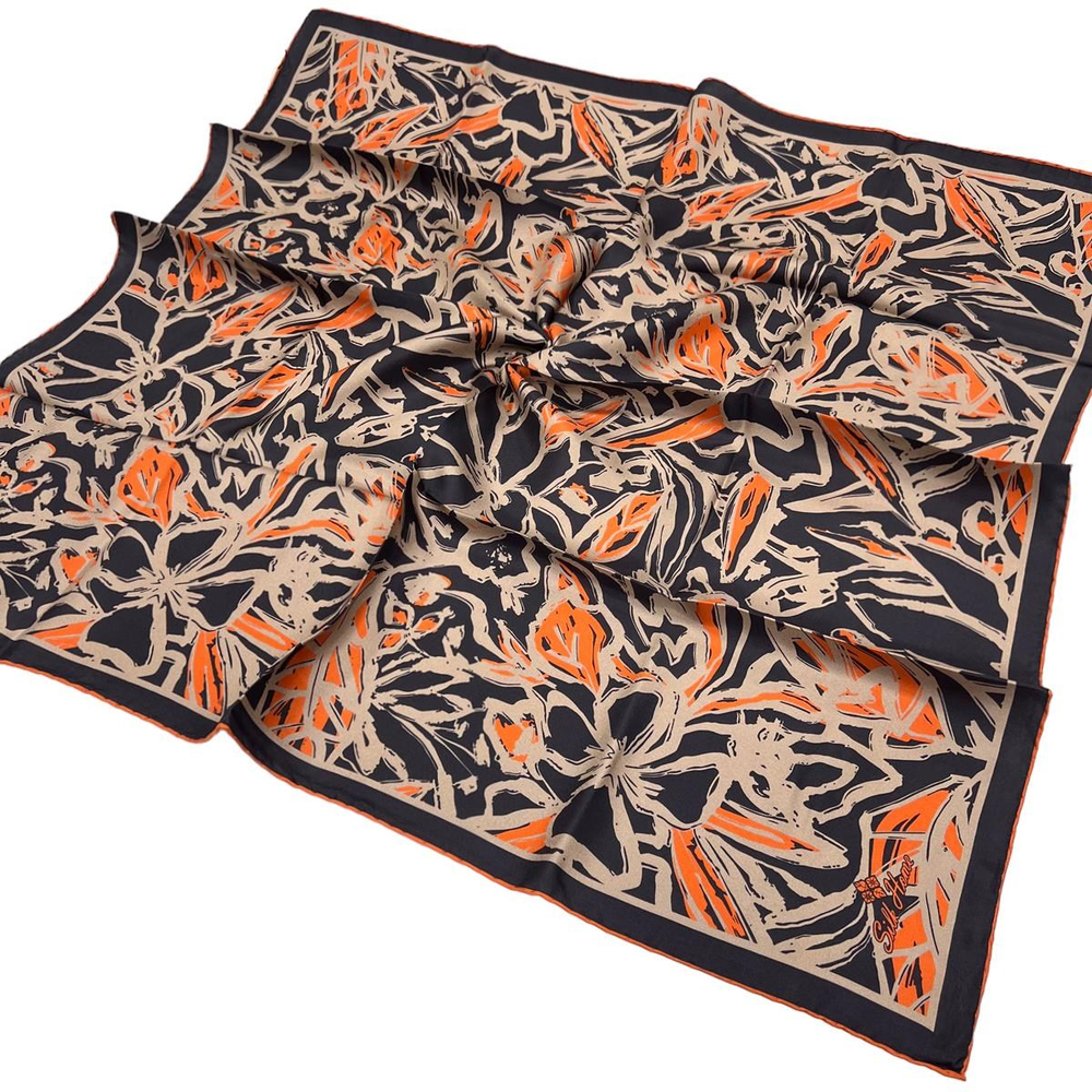 Silk Home Twill İpek Eşarp - 11419-42 Lacivert Turuncu