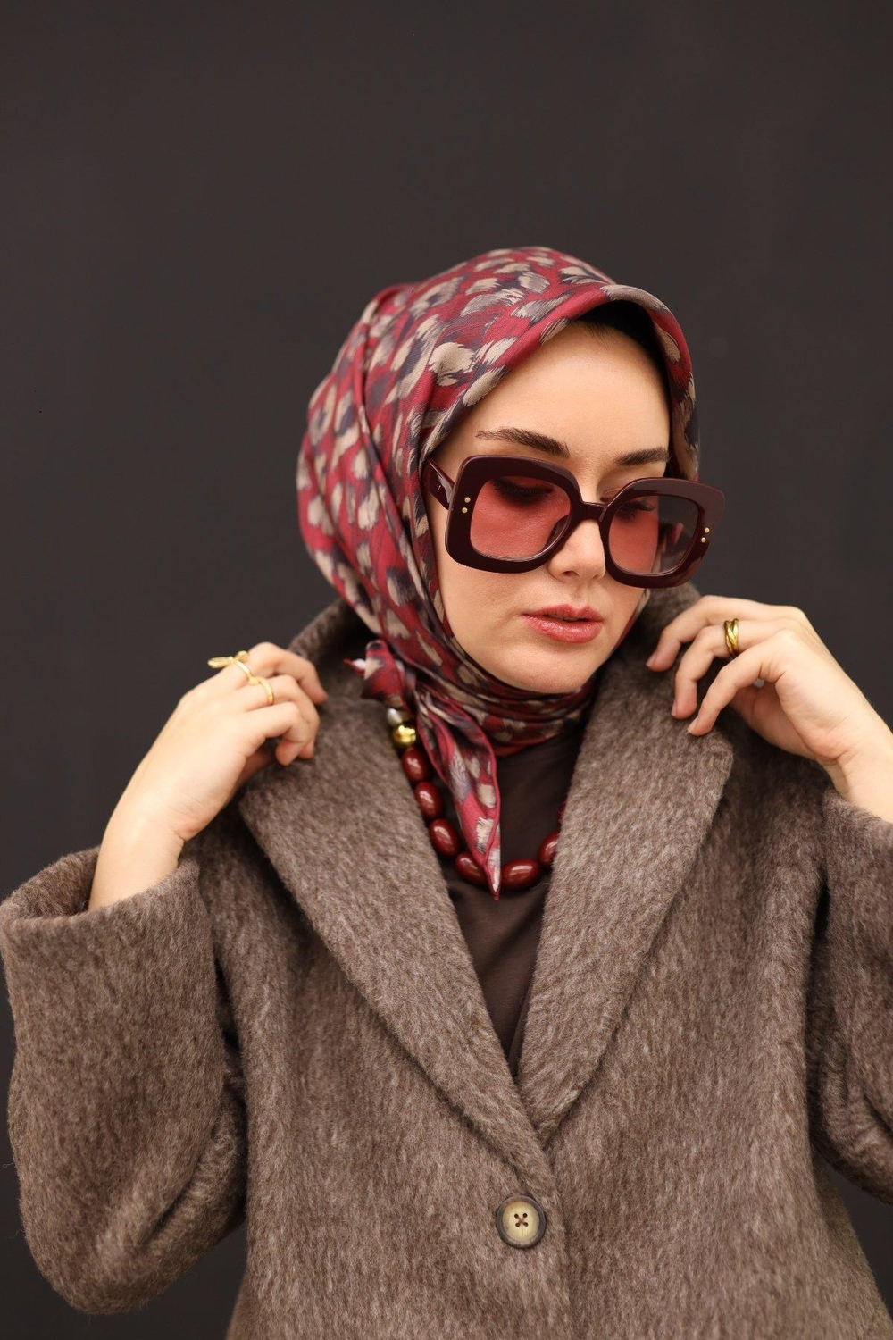 Silk Home Twill İpek Eşarp - 11451-28 Bordo Vizon
