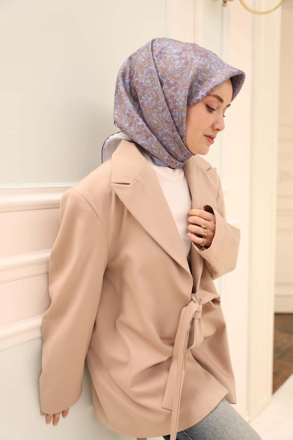 Silk Home Twill İpek Eşarp - 11464-51 Açık Mavi Lila