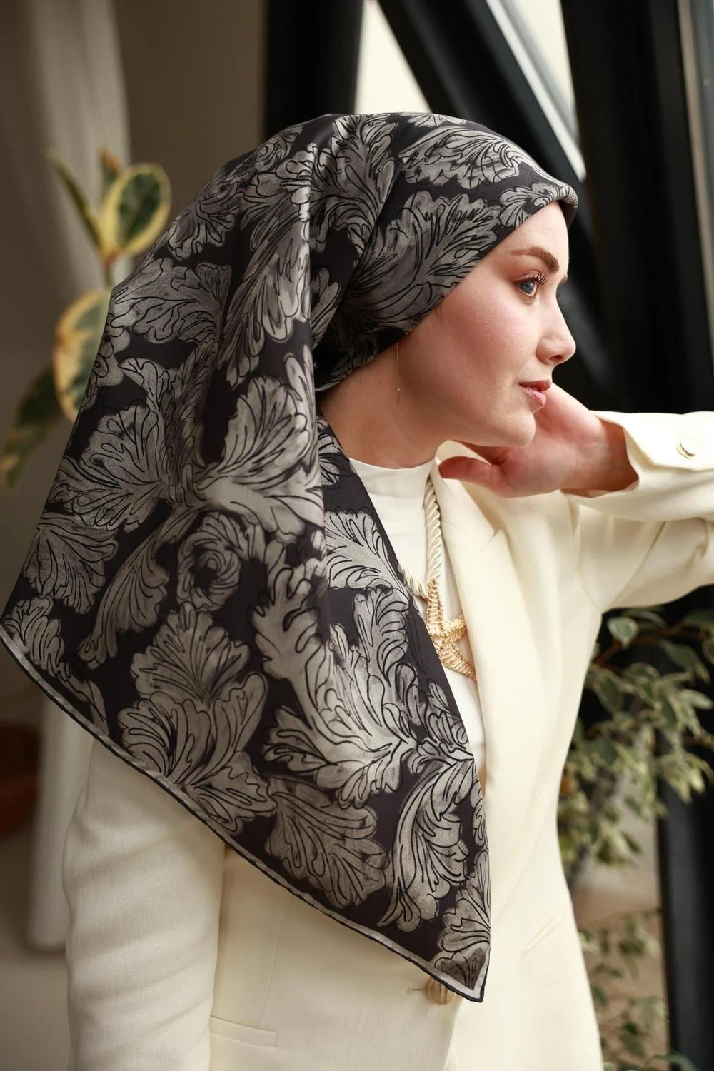 Silk Home Twill İpek Eşarp - 11468-03 Siyah Gri