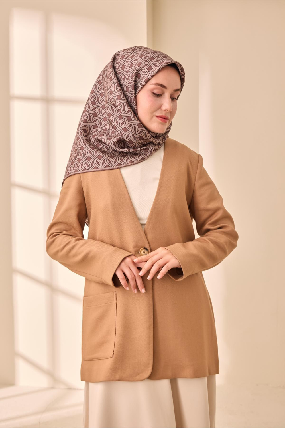 Silk Home Twill İpek Eşarp - 11479-11 Kahve Vizon