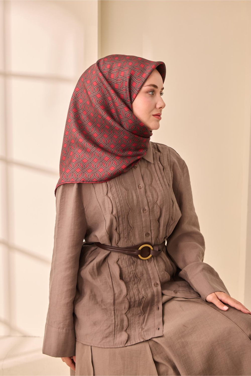 Silk Home Twill İpek Eşarp - 11479-12 Bordo Kahverengi