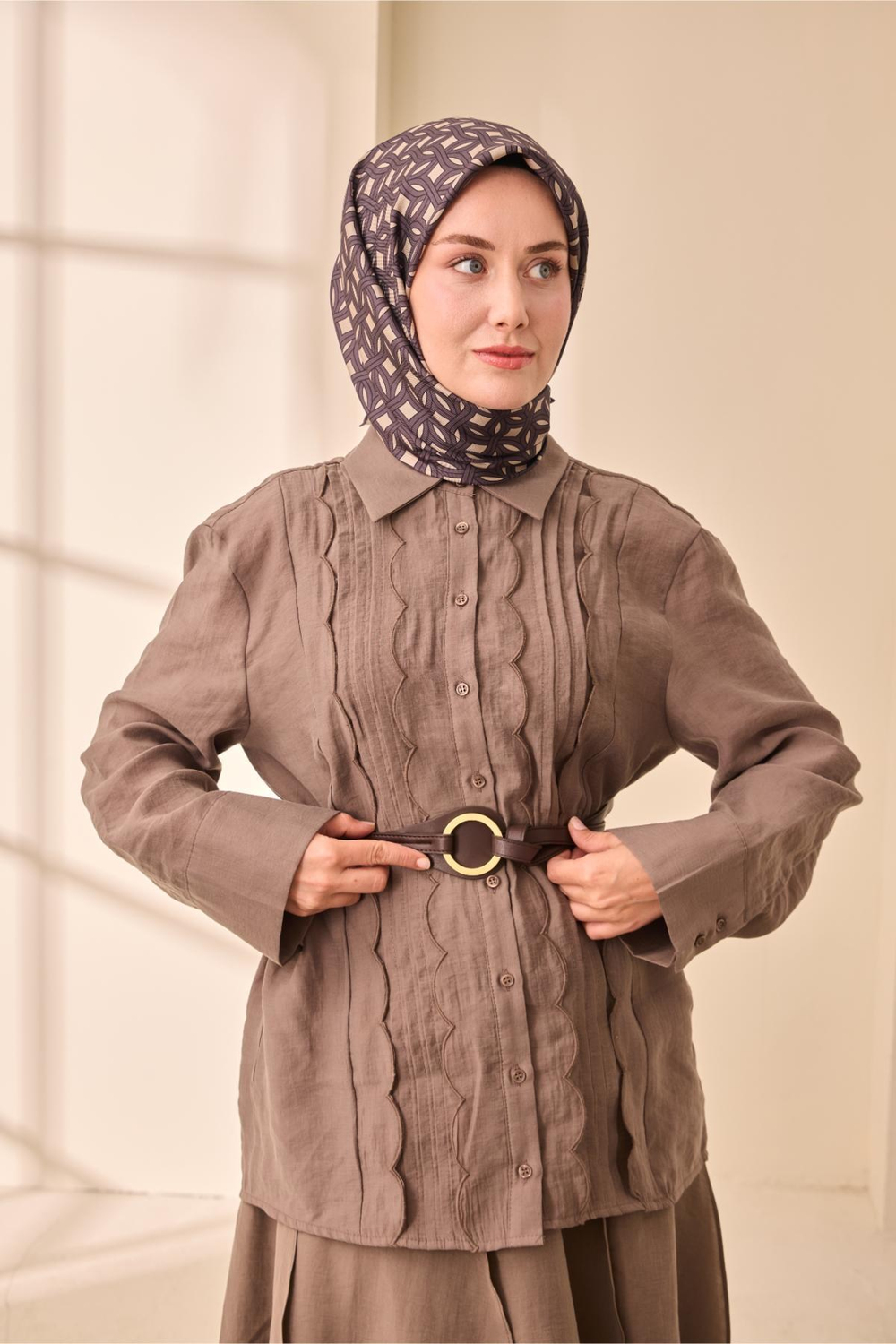 Silk Home Twill İpek Eşarp - 11479-35 Vizon