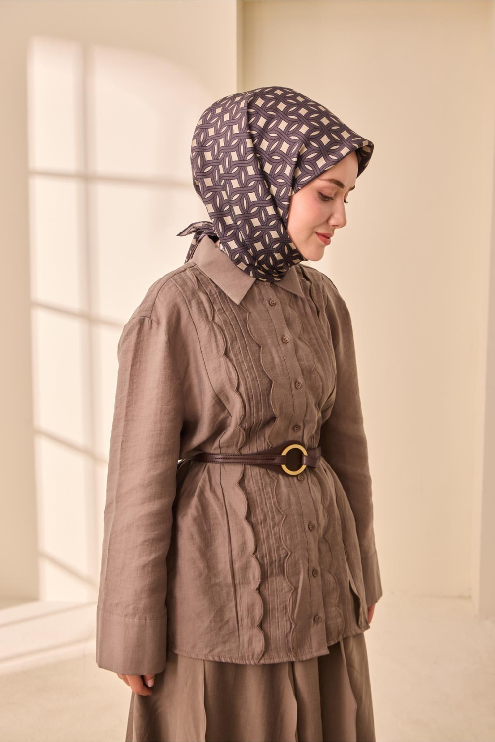 Silk Home Twill İpek Eşarp - 11479-35 Vizon