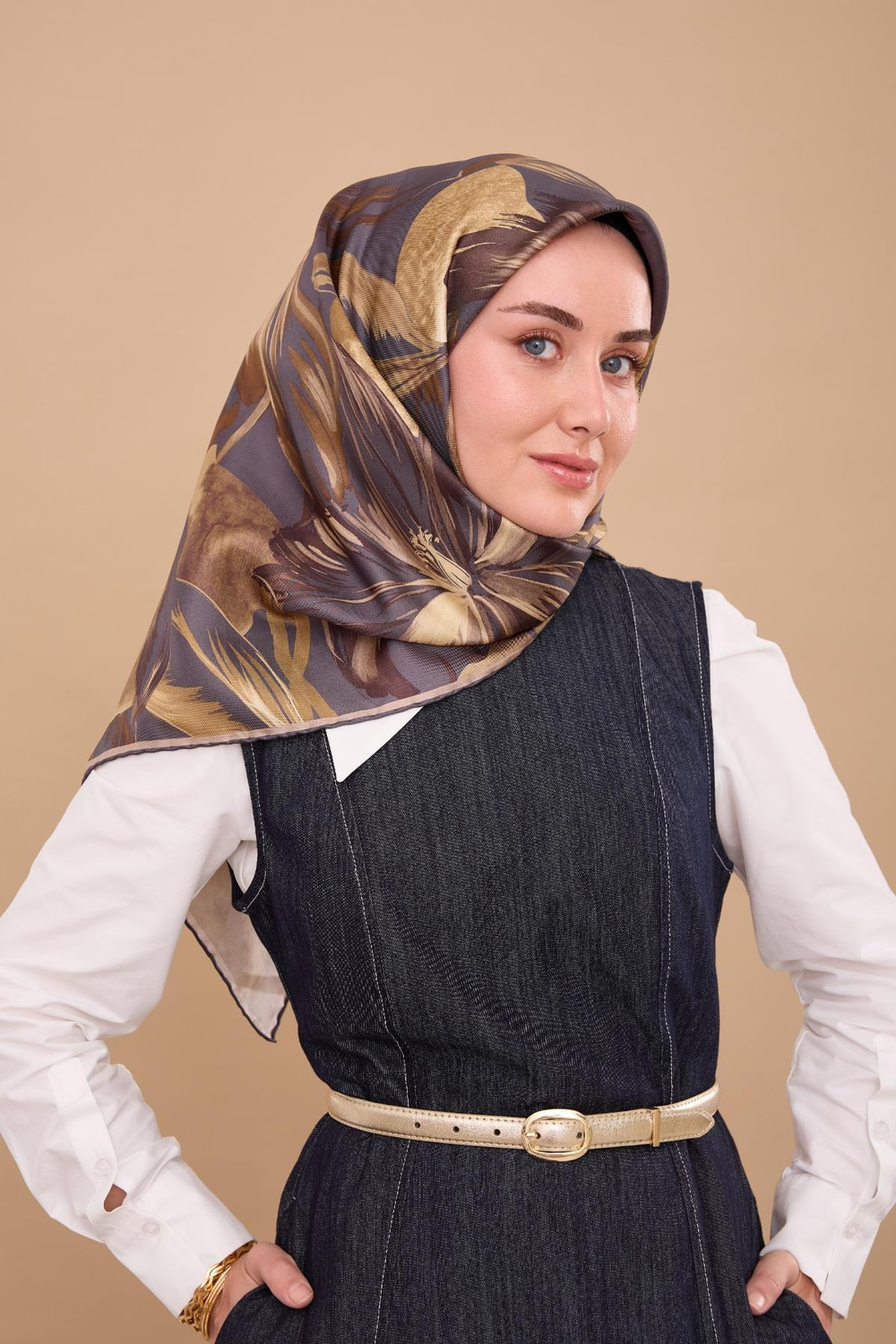 Silk Home Twill İpek Eşarp - 11480-59 Çelik Mavi