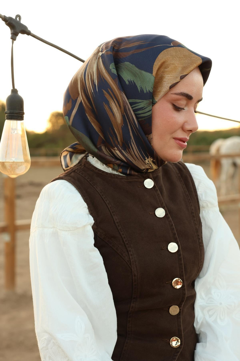 Silk Home Twill İpek Eşarp - 11480-62 Lacivert Yeşil