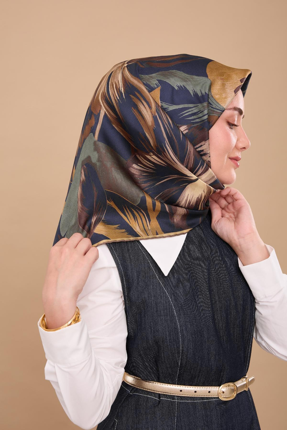 Silk Home Twill İpek Eşarp - 11480-62 Lacivert Yeşil