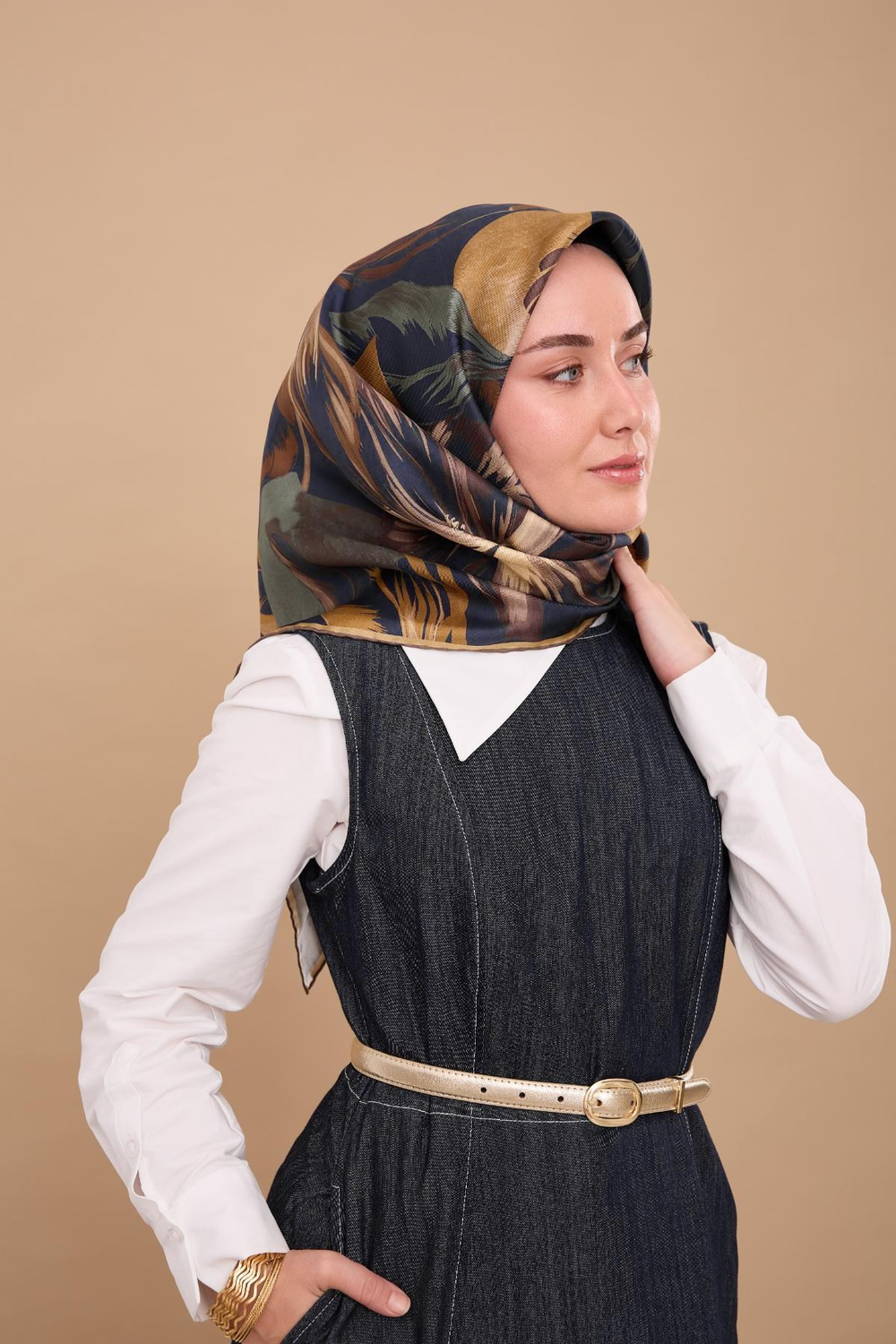 Silk Home Twill İpek Eşarp - 11480-62 Lacivert Yeşil