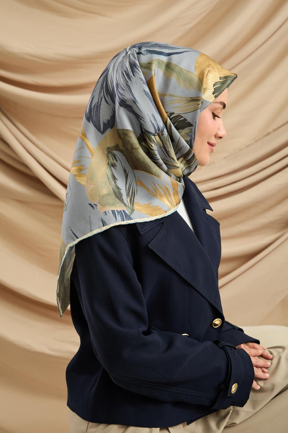 Silk Home Twill İpek Eşarp - 11480-66 İndigo Yeşil