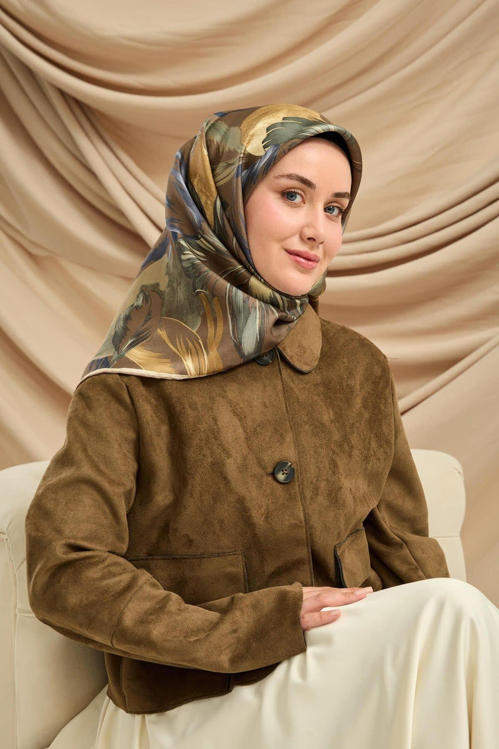 Silk Home Twill İpek Eşarp - 11480-67 Kahverengi