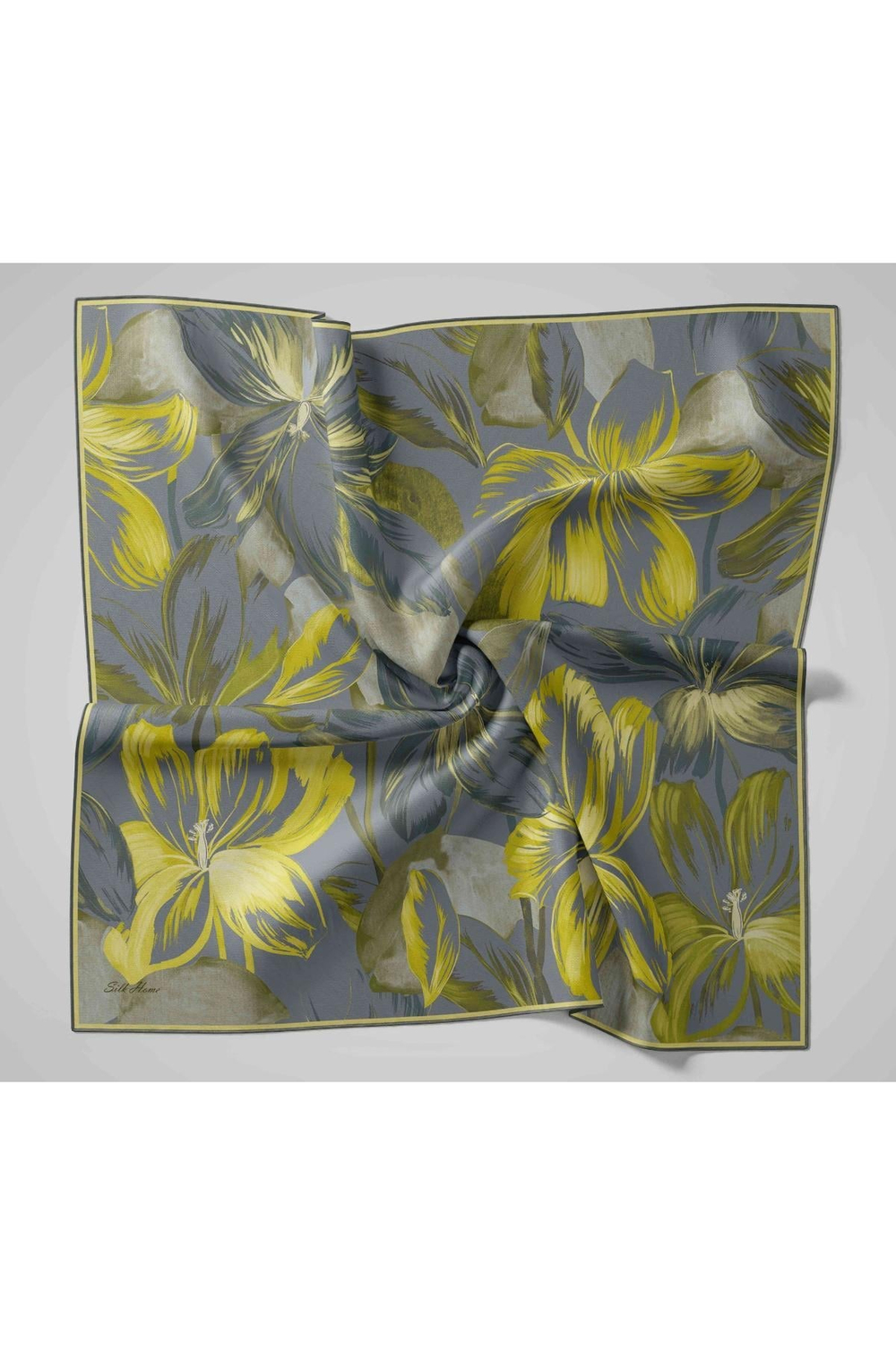 Silk Home Twill İpek Eşarp - 11480-82 Füme Yeşil